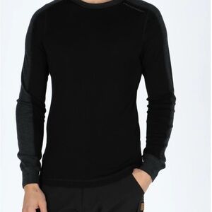Swedemount Black Charcol Melange  Long sleeve Undreshirt 60% Merino Wool Size L